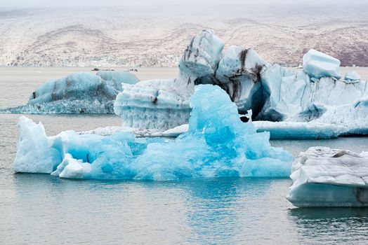 Icebergs in the Jokulsarlon's lake near Vatnajokull glacier, Iceland