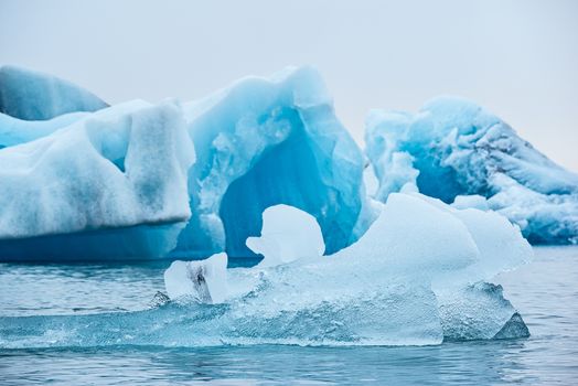 Icebergs in the Jokulsarlon's lake near Vatnajokull glacier, Iceland