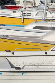 Many boats on the coast in Denmark Scandinavia