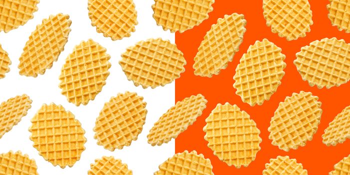 Belgian waffles seamless pattern isolated on white background with clipping path. Collection