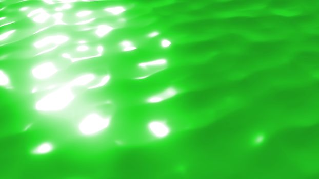 Impressive 3d illustration of a light green ocean wave with a shining sun path. It looks optimistic, innovative and wonderful inspiring to create new art projects.