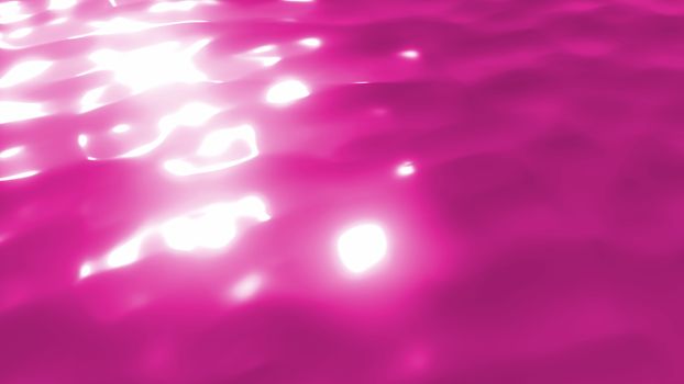 Exciting 3d illustration of a light pink ocean wave with a shimmering sun path. It looks funny, optimistic, and splendid inspiring to create new artistic pictures.
