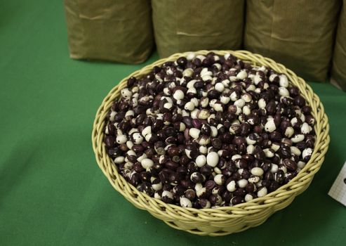 White beans in a market, organic harvest legumes