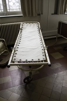 Old hospital beds, detail of old hospital for patients