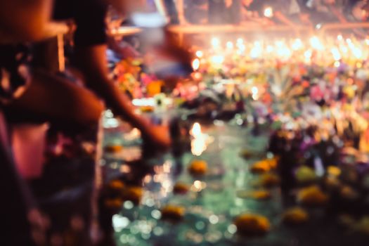 Blurred background : Loi Krathong festival in Thailand