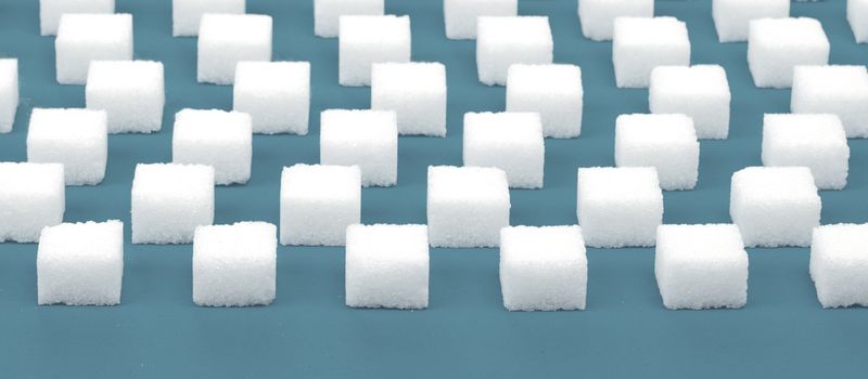 White sweet sugar cubes seamless pattern - Blue background