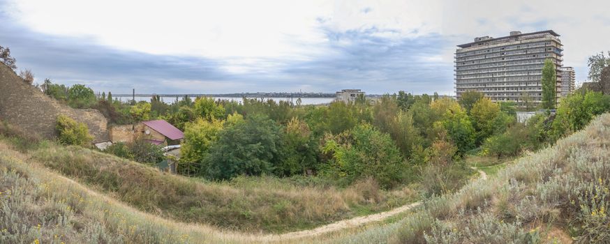 The old wall and the descent to the salt estuary Kuyalnik in Odessa, Ukraine