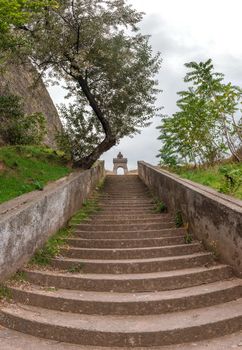 The old wall and the descent to the salt estuary Kuyalnik in Odessa, Ukraine