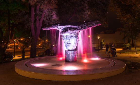 Odessa, Ukraine - 09.29.2018. Panorama view of the Greek park restored this summer in Odessa, Ukraine, in the evening