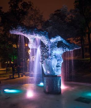 Odessa, Ukraine - 09.29.2018. Panorama view of the Greek park restored this summer in Odessa, Ukraine, in the evening