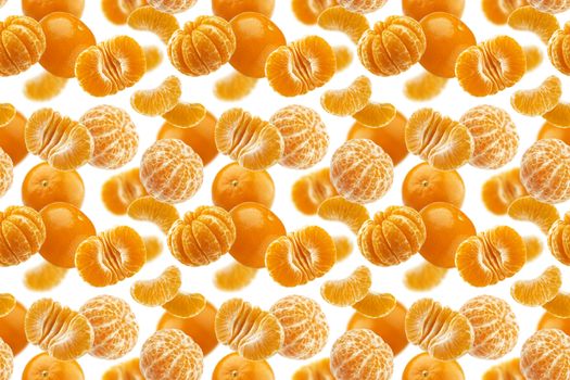 Mandarine seamless pattern, tangerine, clementine isolated on white background with clipping path. Collection