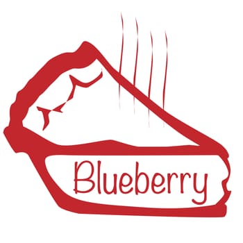 Cartoon depiction of a hot blueberry pie over a white background