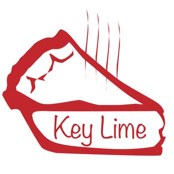 Cartoon depiction of a hot key lime pie over a white background