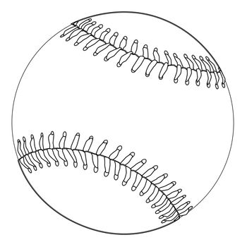 White baseball line drawing over a white background