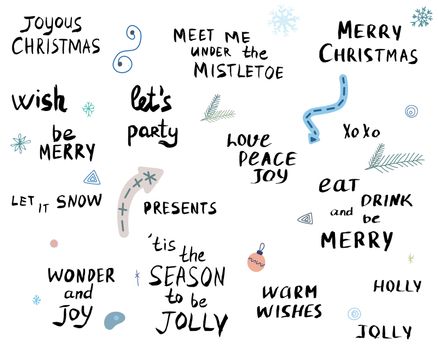 Seasonal wishes hand lettering with doodle elements.