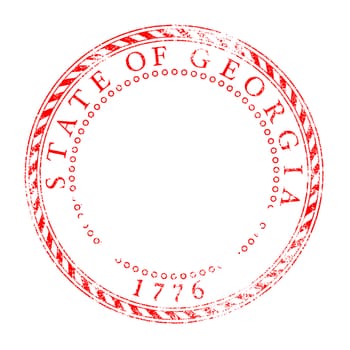 Georgia rubber red ink stamp over a white background