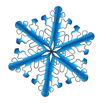 A blue isolated snowflake over a white background