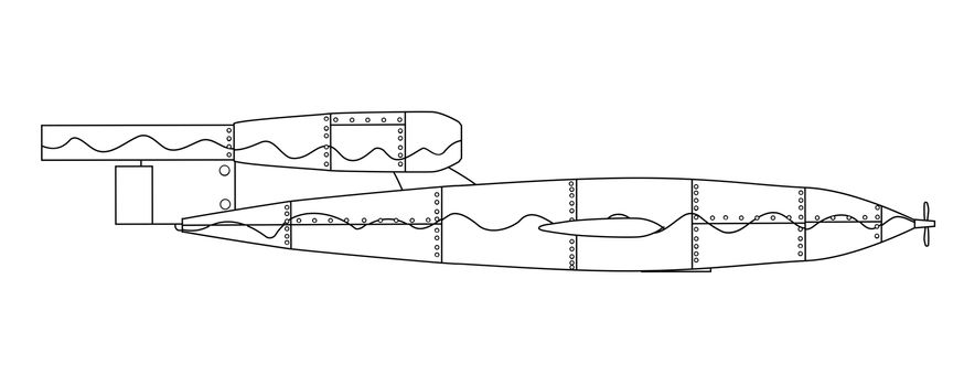 V1 German World War 2 Rocket line drawing on white