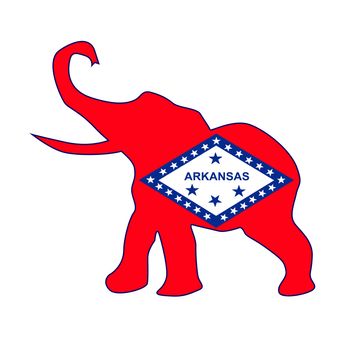 The Arkansas Republican elephant flag over a white background