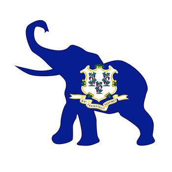 The Connecticut Republican elephant flag over a white background
