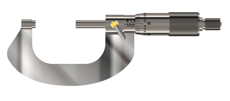 The precision engineering measuring tool the micrometer over a white background