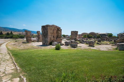 photo of ancient city Hierapolis, near modern turkey city Denizli, Turkey