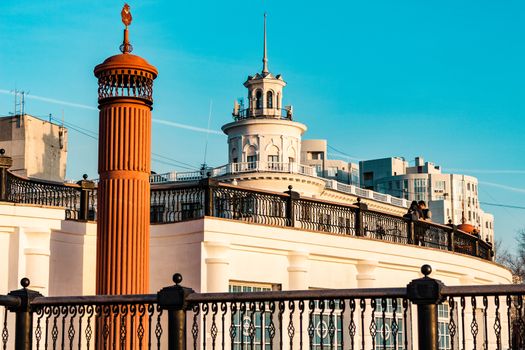 view of the building of the Amur river shipping company on Komsomolskaya square