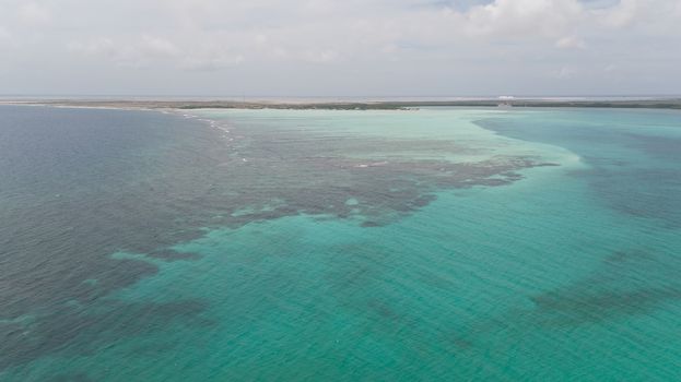 sea beach coast Bonaire island Caribbean sea aerial drone top view