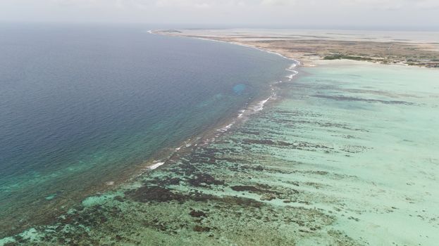 sea beach coast Bonaire island Caribbean sea aerial drone top view