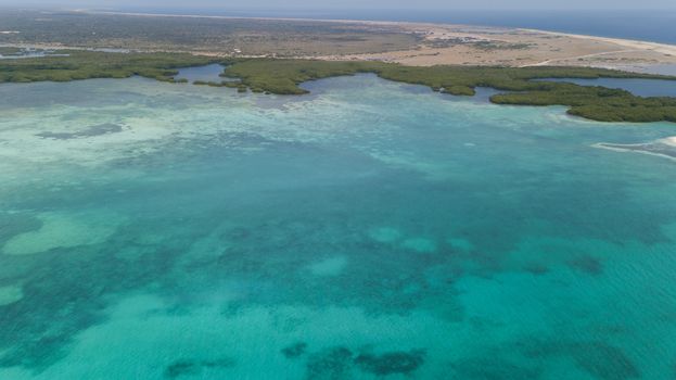 sea beach coast Bonaire island Caribbean sea aerial drone top view