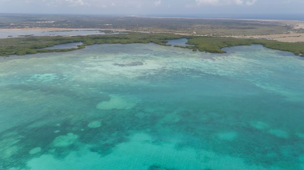 sea beach coast Bonaire island Caribbean sea aerial drone top view