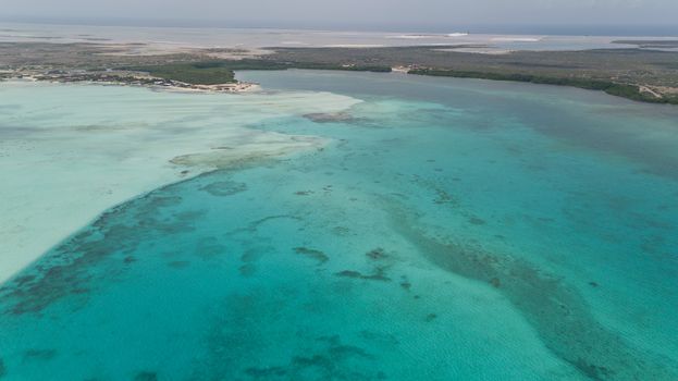 sea beach coast Bonaire island Caribbean sea aerial drone top view