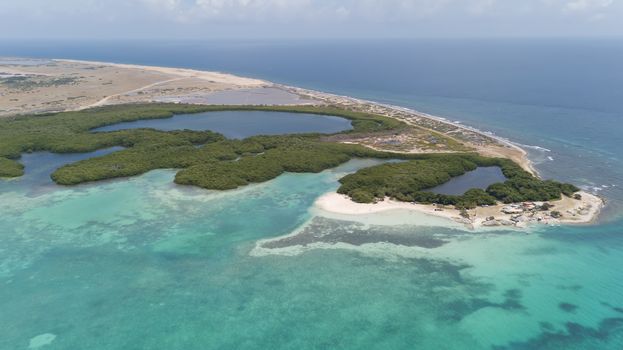 sea beach coast Bonaire island Caribbean sea aerial drone top view