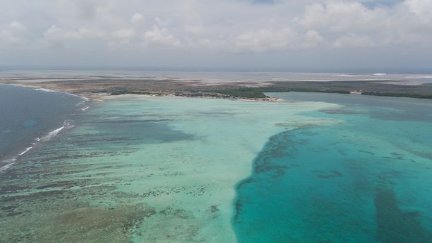 sea beach coast Bonaire island Caribbean sea aerial drone top view