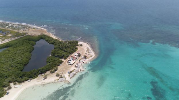 sea beach coast Bonaire island Caribbean sea aerial drone top view