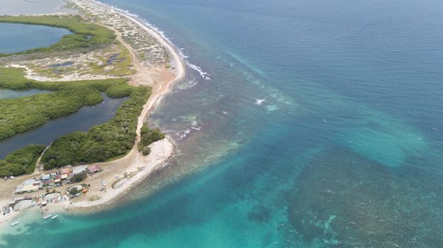 sea beach coast Bonaire island Caribbean sea aerial drone top view