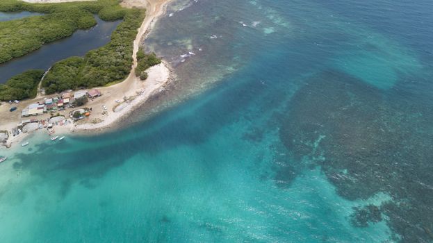 sea beach coast Bonaire island Caribbean sea aerial drone top view