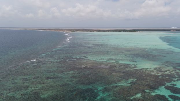 sea beach coast Bonaire island Caribbean sea aerial drone top view