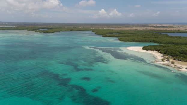 sea beach coast Bonaire island Caribbean sea aerial drone top view