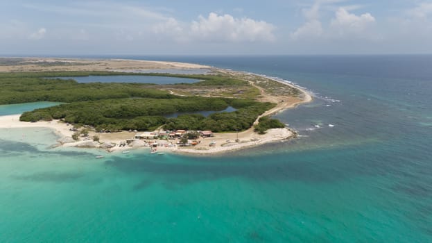 sea beach coast Bonaire island Caribbean sea aerial drone top view
