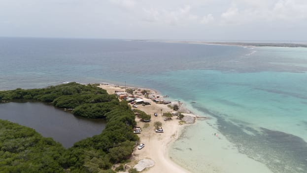 sea beach coast Bonaire island Caribbean sea aerial drone top view