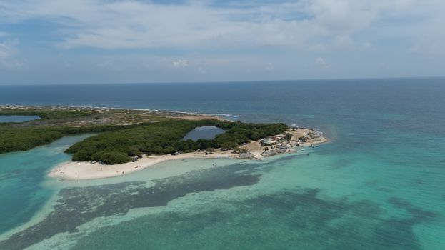 sea beach coast Bonaire island Caribbean sea aerial drone top view