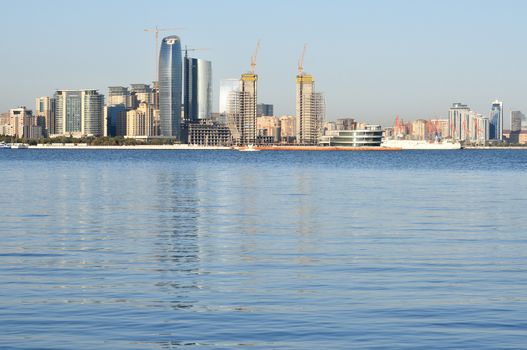 The coastal park in Baku is located on the shore of the Casdian Sea.