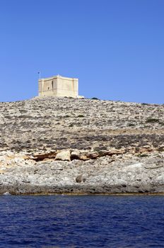 Saint Mary tower is a watchtower on the island of Comino in Malta