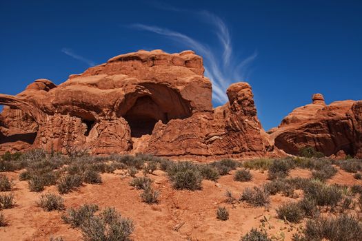 Rock formation at Double Arch, Arches National Park, Utah.