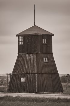 Guard tower in the former concentration camp Majdanek, Lublin, Poland