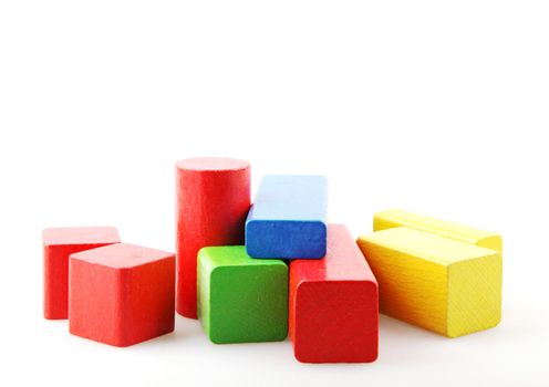 Colorful Wooden Blocks Isolated On White Background