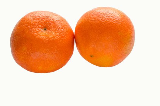 Two tangerines isolated on white background.