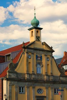 Facade of an old house in the historic old town in the center of Lüneburg