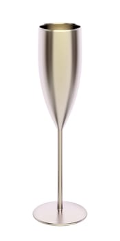 Empty champagne flute on white background